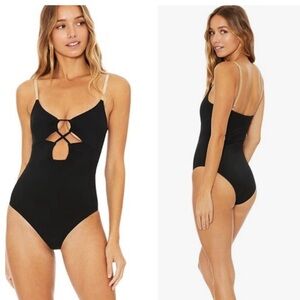 New! Beach riot Leslie one piece swimsuit black gold 24256
